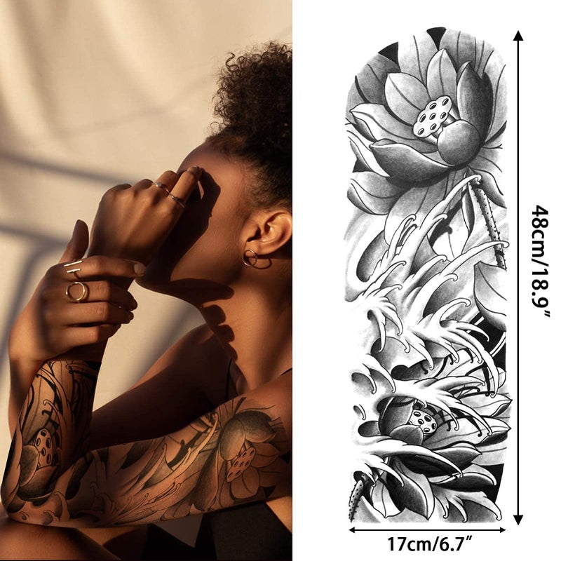 Aresvns Full Arm Temporary Tattoo for Women(L19â€œxW7â€) Sleeve Tattoo Flowers,Waterproof Realistic Fake Tattoo for BBQ Pool Beach Party - Image 5